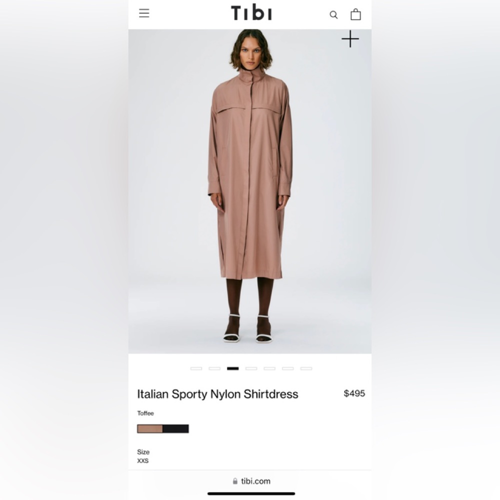 Tibi Italian Sporty Nylon Shirtdress